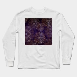 Gold and Purple Boho Floral Mandala Long Sleeve T-Shirt